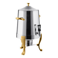 Choice Deluxe Stainless Steel 48 Cup Coffee Chafer Urn with Gold Accents - 3 Gallon