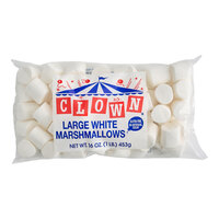 Clown 1 lb. Bag of Large White Marshmallows - 12/Case