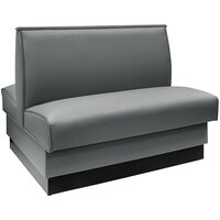 American Tables & Seating 45 1/2" Long Gunmetal Plain Double Back Fully Upholstered Booth - 42" High