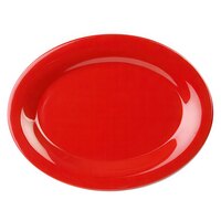 Thunder Group CR213PR 13 1/2" x 10 1/2" Oval Pure Red Melamine Platter - 12/Pack