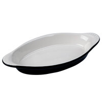 Tuxton B4N-120 12 oz. Black / Eggshell Oval China Welsh Rarebit - 12/Case