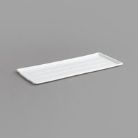 Channel P1230-W 12 1/2" x 30" White Ribbed Plastic Platter - 12/Pack