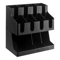 Choice Black 11-Section Countertop Cup, Lid and Napkin Organizer