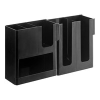 Choice Black 6-Section Countertop Cup, Lid and Napkin Organizer