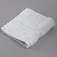 Oxford Vicenza Bianco 13" x 13" 100% Ringspun Combed Cotton Wash Cloth with Dobby Border 1.8 lb. - 288/Case