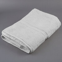 Oxford Vicenza Bianco 30" x 58" 100% Ringspun Combed Cotton Bath Towel with Dobby Border 20 lb. - 12/Pack