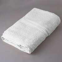 Oxford Vicenza Bianco 27" x 54" 100% Ringspun Combed Cotton Bath Towel with Dobby Border 16 lb. - 24/Case