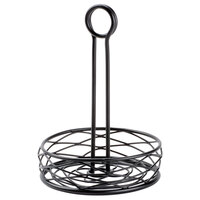 American Metalcraft RBNB16 Black Round Birdnest Condiment Caddy with Card Holder - 6" x 9 1/8"