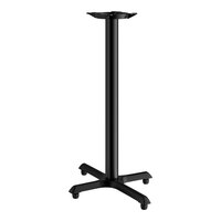 Lancaster Table & Seating Cast Iron 22" x 30" Black 3" Bar Height Column Table Base with FLAT Tech Equalizer Table Levelers