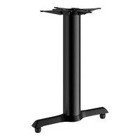 Lancaster Table & Seating Cast Iron 5" x 22" Black 4" Standard Height End Column Table Base with FLAT Tech Equalizer Levelers