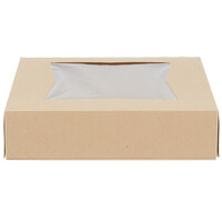10" x 10" x 2 1/2" Kraft Customizable Auto-Popup Window Pie / Bakery Box - 10/Pack