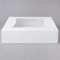 10" x 10" x 2 1/2" White Customizable Auto-Popup Window Bakery Box - 10/Pack