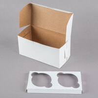 8" x 4" x 4" White Jumbo Cupcake / Muffin Box with Insert - 10/Pack