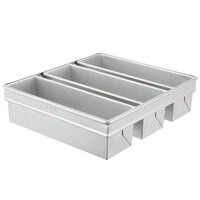 Chicago Metallic 44635 1 1/2 lb. 3-Strap Glazed Aluminized Steel Pullman Bread Loaf Pan - 13" x 4" x 4"