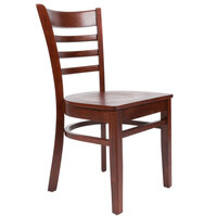 Lancaster Table & Seating Mahogany Finish Wood Ladder Back Chair with Mahogany Wood Seat