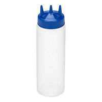 Vollrath Traex® Color-Mate™ 24 oz. Clear Tri Tip™ Wide Mouth Squeeze Bottle with Blue Cap