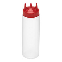 Vollrath Traex® Color-Mate™ 24 oz. Clear Tri Tip™ Wide Mouth Squeeze Bottle with Red Cap