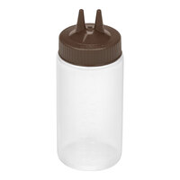 Vollrath Traex® Color-Mate™ 16 oz. Clear Twin Tip™ Wide Mouth Squeeze Bottle with Brown Cap