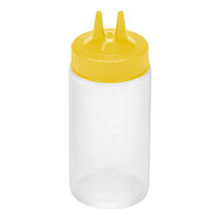 Vollrath Traex® Color-Mate™ 16 oz. Clear Twin Tip™ Wide Mouth Squeeze Bottle with Yellow Cap