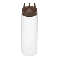 Vollrath Traex® Color-Mate™ 24 oz. Clear Tri Tip™ Wide Mouth Squeeze Bottle with Brown Cap