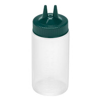 Vollrath Traex® Color-Mate™ 16 oz. Clear Twin Tip™ Wide Mouth Squeeze Bottle with Vista Green Cap