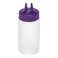 Vollrath Traex® Color-Mate™ 16 oz. Clear Twin Tip™ Wide Mouth Squeeze Bottle with Purple Cap