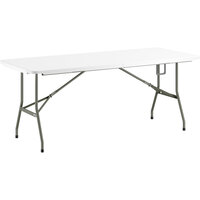 Lancaster Table & Seating 30" x 72" Heavy-Duty Granite White Plastic Bi-Folding Table