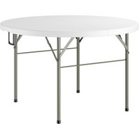 Lancaster Table & Seating 48" Round Heavy-Duty Granite White Plastic Bi-Folding Table