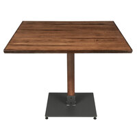 Lancaster Table & Seating Industrial 36" x 36" Solid Wood Live Edge Table with Rustic Walnut Finish