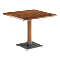 Lancaster Table & Seating Industrial 36" x 36" Solid Wood Live Edge Table with Rustic Walnut Finish
