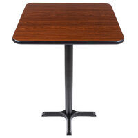 Lancaster Table & Seating 30" x 30" Reversible Walnut / Oak Table Bar Height Table and Base Kit with 22" x 22" Cast Iron Base