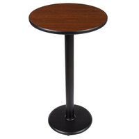 Lancaster Table & Seating 24" Round Reversible Walnut / Oak Table Bar Height Table and Base Kit with 17" Cast Iron Base