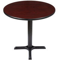 Lancaster Table & Seating 36" Round Reversible Cherry / Black Table Standard Height Table and Base Kit with 30" x 30" Cast Iron Base