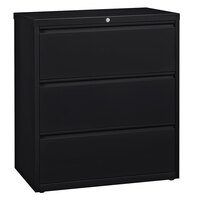 Hirsh Industries 17634 Black Three-Drawer Lateral File Cabinet - 36" x 18 5/8" x 40 1/4"