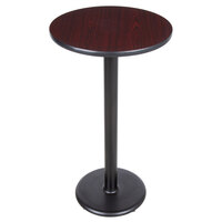 Lancaster Table & Seating 24" Round Reversible Cherry / Black Table Bar Height Table and Base Kit with 17" Cast Iron Base