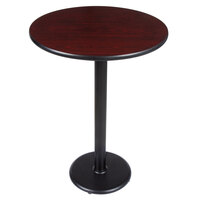 Lancaster Table & Seating 30" Round Reversible Cherry / Black Table Bar Height Table and Base Kit with 17" Cast Iron Base