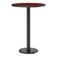 Lancaster Table & Seating 30" Round Reversible Cherry / Black Table Bar Height Table and Base Kit with 17" Cast Iron Base