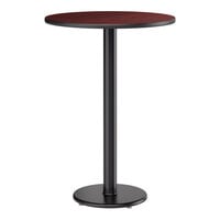 Lancaster Table & Seating 30" Round Reversible Cherry / Black Table Bar Height Table and Base Kit with 17" Cast Iron Base