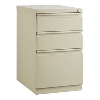 Hirsh Industries 18574 Putty Mobile Pedestal Letter File Cabinet with 2 Box Drawers and 1 File Drawer - 15" x 19 7/8" x 27 3/4"