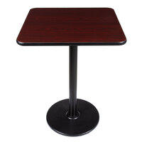 Lancaster Table & Seating 30" x 30" Reversible Cherry / Black Table Bar Height Table and Base Kit with 17" Cast Iron Base