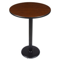 Lancaster Table & Seating 30" Round Reversible Walnut / Oak Table Bar Height Table and Base Kit with 17" Cast Iron Base