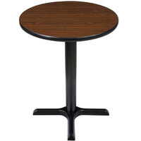 Lancaster Table & Seating 24" Round Reversible Walnut / Oak Table Standard Height Table and Base Kit with 22" x 22" Cast Iron Base