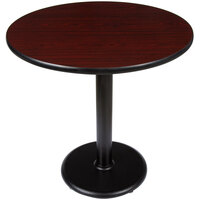 Lancaster Table & Seating 30" Round Reversible Cherry / Black Table Standard Height Table and Base Kit with 17" Cast Iron Base