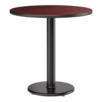 Lancaster Table & Seating 30" Round Reversible Cherry / Black Table Standard Height Table and Base Kit with 17" Cast Iron Base