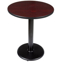 Lancaster Table & Seating 24" Round Reversible Cherry / Black Table Standard Height Table and Base Kit with 17" Cast Iron Base