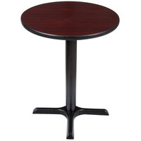 Lancaster Table & Seating 24" Round Reversible Cherry / Black Table Standard Height Table and Base Kit with 22" x 22" Cast Iron Base