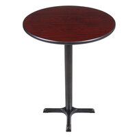 Lancaster Table & Seating 30" Round Reversible Cherry / Black Table Bar Height Table and Base Kit with 22" x 22" Cast Iron Base