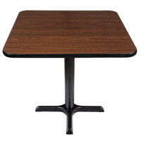 Lancaster Table & Seating 36" x 36" Reversible Walnut / Oak Table Standard Height Table and Base Kit with 30" x 30" Cast Iron Base