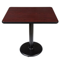 Lancaster Table & Seating 24" x 30" Reversible Cherry / Black Table Standard Height Table and Base Kit with 17" Cast Iron Base