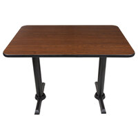 Lancaster Table & Seating 30" x 42" Reversible Walnut / Oak Table Standard Height Table and Base Kit with 5" x 22" Cast Iron Base